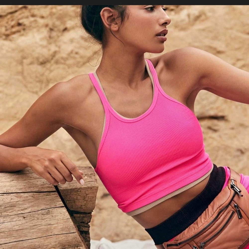 Free People Hot Neon Pink Crop work out , Everyday Top!